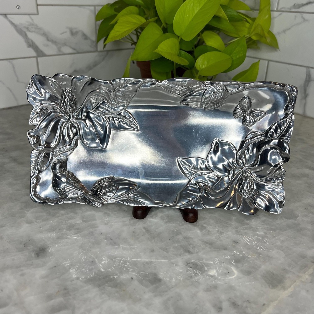 Arthur Court Magnolia Tray 2001 Aluminum Catch All Trinket Dish